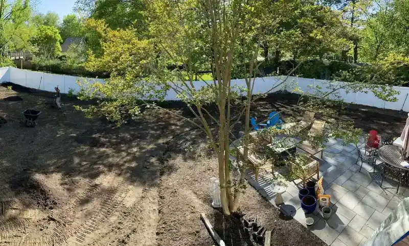 Patio area mid-construction during spring renovation